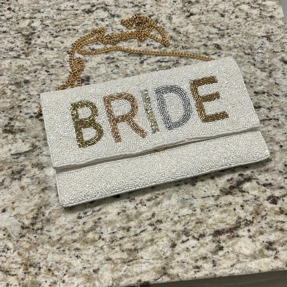 White Beaded 'Bride' Clutch - Picture 2 of 4